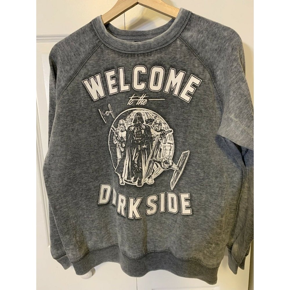 Welcome To The Dark Side‎ Sweat Men’s Sz L STAR WARS Darth Vader Grey Deathstar